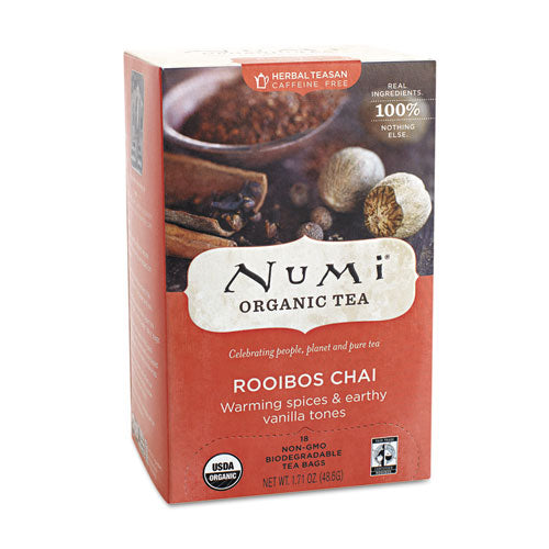 Numi® wholesale. Organic Teas And Teasans, 1.71 Oz, Rooibos Chai, 18-box. HSD Wholesale: Janitorial Supplies, Breakroom Supplies, Office Supplies.