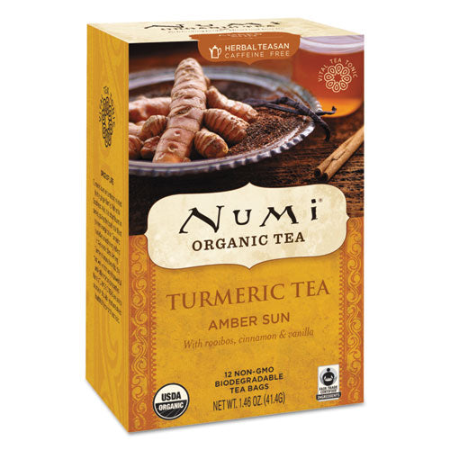 Numi® wholesale. Turmeric Tea, Amber Sun, 1.46 Oz Bag, 12-box. HSD Wholesale: Janitorial Supplies, Breakroom Supplies, Office Supplies.