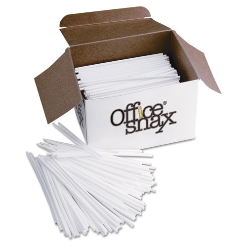 Office Snax® wholesale. Plastic Stir Sticks, 5", Plastic, White, 1000-box. HSD Wholesale: Janitorial Supplies, Breakroom Supplies, Office Supplies.