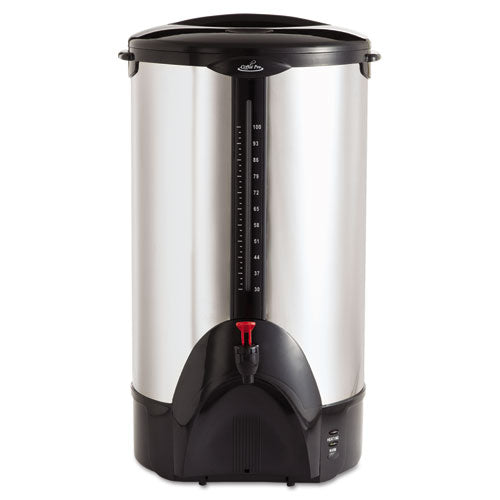 Coffee Pro wholesale. 100-cup Percolating Urn, Stainless Steel. HSD Wholesale: Janitorial Supplies, Breakroom Supplies, Office Supplies.
