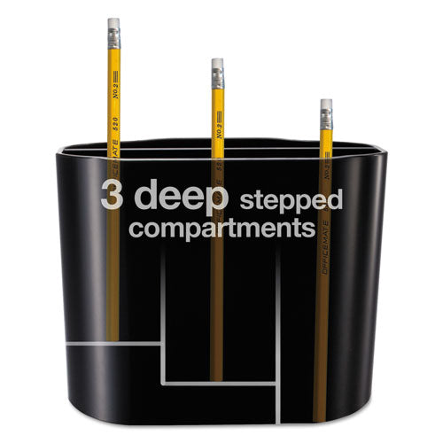 Officemate wholesale. Double Supply Organizer, 11-compartment, 6 1-2w X 4 3-4d X 5 3-4h, Black. HSD Wholesale: Janitorial Supplies, Breakroom Supplies, Office Supplies.