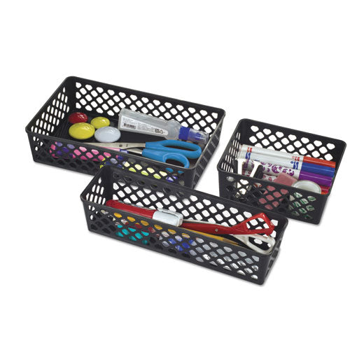 Officemate wholesale. Recycled Supply Basket, 10.125" X 3.0625" X 2.375", Black, 3-pack. HSD Wholesale: Janitorial Supplies, Breakroom Supplies, Office Supplies.