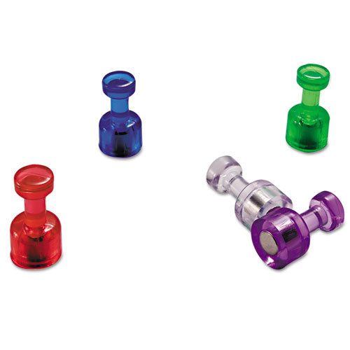 Officemate wholesale. Push Pin Magnets, Assorted Translucent, 3-4" X 3-8", 10 Per Pack. HSD Wholesale: Janitorial Supplies, Breakroom Supplies, Office Supplies.