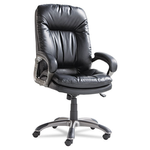 Executive Swivel-tilt Bonded Leather High-back Chair, Supports Up To 250 Lbs., Black Seat-black Back, Black Base