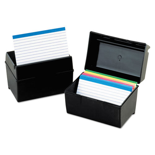 Oxford™ wholesale. Plastic Index Card File, 300 Capacity, 5 5-8w X 3 5-8d, Black. HSD Wholesale: Janitorial Supplies, Breakroom Supplies, Office Supplies.