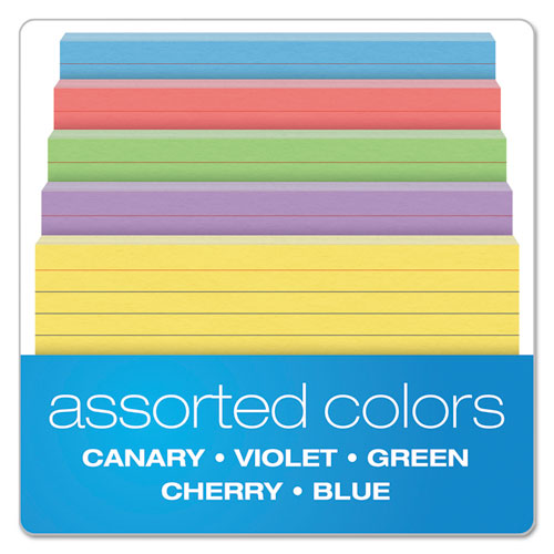 Oxford™ wholesale. Ruled Index Cards, 4 X 6, Blue-violet-canary-green-cherry, 100-pack. HSD Wholesale: Janitorial Supplies, Breakroom Supplies, Office Supplies.