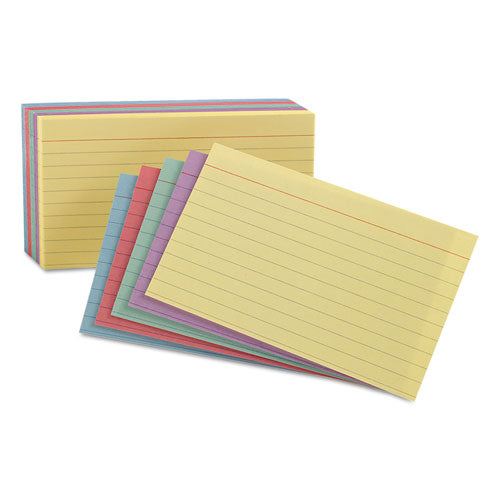 Oxford™ wholesale. Ruled Index Cards, 4 X 6, Blue-violet-canary-green-cherry, 100-pack. HSD Wholesale: Janitorial Supplies, Breakroom Supplies, Office Supplies.