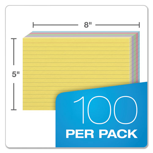 Oxford™ wholesale. Ruled Index Cards, 5 X 8, Blue-violet-canary-green-cherry, 100-pack. HSD Wholesale: Janitorial Supplies, Breakroom Supplies, Office Supplies.