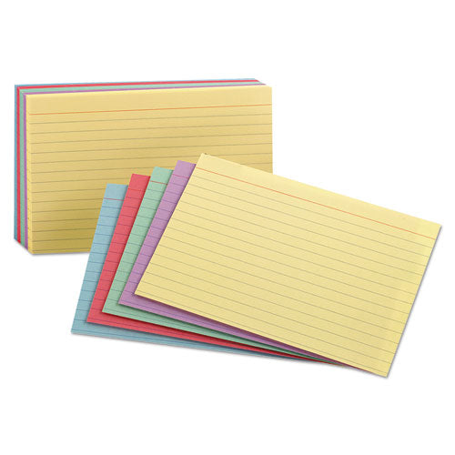 Oxford™ wholesale. Ruled Index Cards, 5 X 8, Blue-violet-canary-green-cherry, 100-pack. HSD Wholesale: Janitorial Supplies, Breakroom Supplies, Office Supplies.