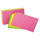 Oxford™ wholesale. Ruled Index Cards, 3 X 5, Glow Green-yellow, Orange-pink, 100-pack. HSD Wholesale: Janitorial Supplies, Breakroom Supplies, Office Supplies.