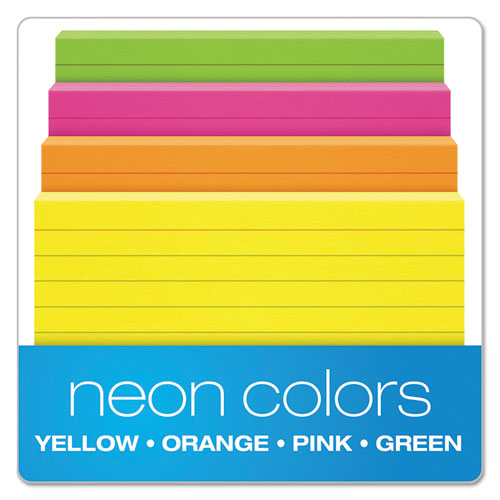 Oxford™ wholesale. Ruled Index Cards, 3 X 5, Glow Green-yellow, Orange-pink, 100-pack. HSD Wholesale: Janitorial Supplies, Breakroom Supplies, Office Supplies.