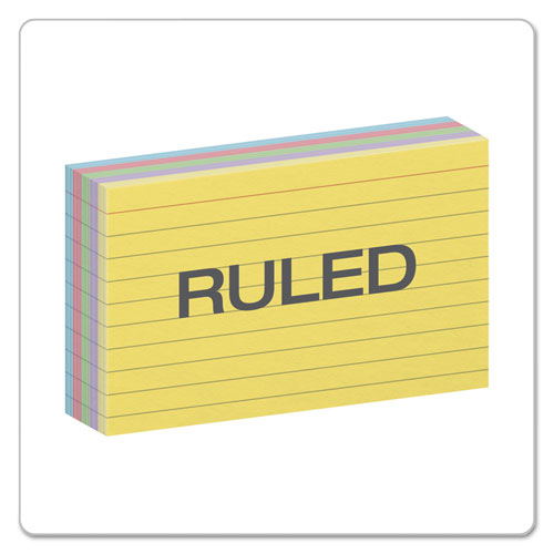 Oxford™ wholesale. Ruled Index Cards, 3 X 5, Blue-violet-canary-green-cherry, 100-pack. HSD Wholesale: Janitorial Supplies, Breakroom Supplies, Office Supplies.