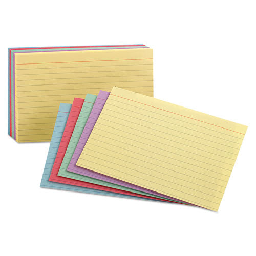 Oxford™ wholesale. Ruled Index Cards, 3 X 5, Blue-violet-canary-green-cherry, 100-pack. HSD Wholesale: Janitorial Supplies, Breakroom Supplies, Office Supplies.