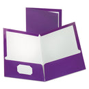 Oxford™ wholesale. Two-pocket Laminated Folder, 100-sheet Capacity, Metallic Purple, 25-box. HSD Wholesale: Janitorial Supplies, Breakroom Supplies, Office Supplies.