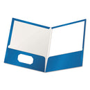 Oxford™ wholesale. High Gloss Laminated Paperboard Folder, 100-sheet Capacity, Blue, 25-box. HSD Wholesale: Janitorial Supplies, Breakroom Supplies, Office Supplies.