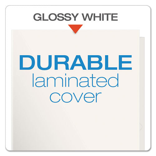 Oxford™ wholesale. High Gloss Laminated Paperboard Folder, 100-sheet Capacity, White, 25-box. HSD Wholesale: Janitorial Supplies, Breakroom Supplies, Office Supplies.