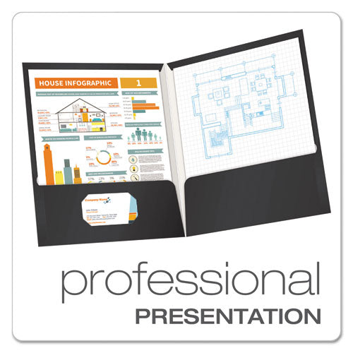Oxford™ wholesale. High Gloss Laminated Paperboard Folder, 100-sheet Capacity, Black, 25-box. HSD Wholesale: Janitorial Supplies, Breakroom Supplies, Office Supplies.