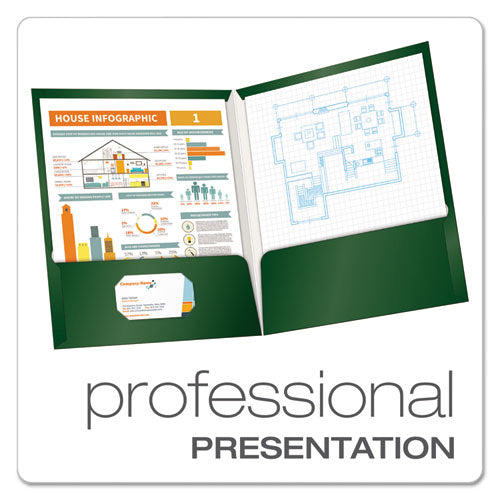 Oxford™ wholesale. High Gloss Laminated Paperboard Folder, 100-sheet Capacity, Green, 25-box. HSD Wholesale: Janitorial Supplies, Breakroom Supplies, Office Supplies.