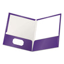 Oxford™ wholesale. High Gloss Laminated Paperboard Folder, 100-sheet Capacity, Purple, 25-box. HSD Wholesale: Janitorial Supplies, Breakroom Supplies, Office Supplies.