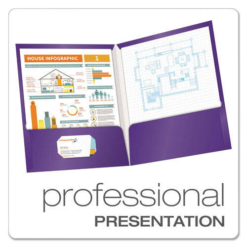 Oxford™ wholesale. High Gloss Laminated Paperboard Folder, 100-sheet Capacity, Purple, 25-box. HSD Wholesale: Janitorial Supplies, Breakroom Supplies, Office Supplies.
