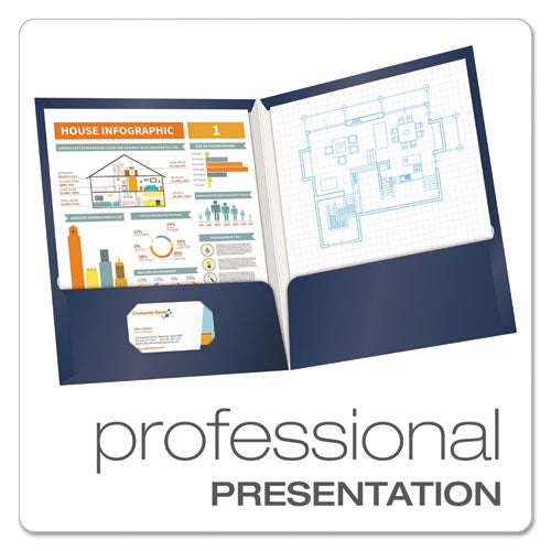 Oxford™ wholesale. High Gloss Laminated Paperboard Folder, 100-sheet Capacity, Navy, 25-box. HSD Wholesale: Janitorial Supplies, Breakroom Supplies, Office Supplies.