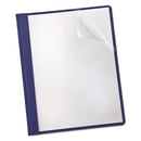 Oxford™ wholesale. Linen Finish Clear Front Report Cover, 3 Fasteners, Letter, Navy, 25-box. HSD Wholesale: Janitorial Supplies, Breakroom Supplies, Office Supplies.