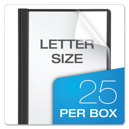 Oxford™ wholesale. Clear Front Report Cover, 3 Fasteners, Letter, 1-2" Capacity, Black, 25-box. HSD Wholesale: Janitorial Supplies, Breakroom Supplies, Office Supplies.