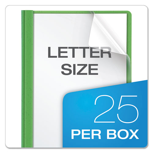 Oxford™ wholesale. Clear Front Report Cover, 3 Fasteners, Letter, 1-2" Capacity, Green, 25-box. HSD Wholesale: Janitorial Supplies, Breakroom Supplies, Office Supplies.