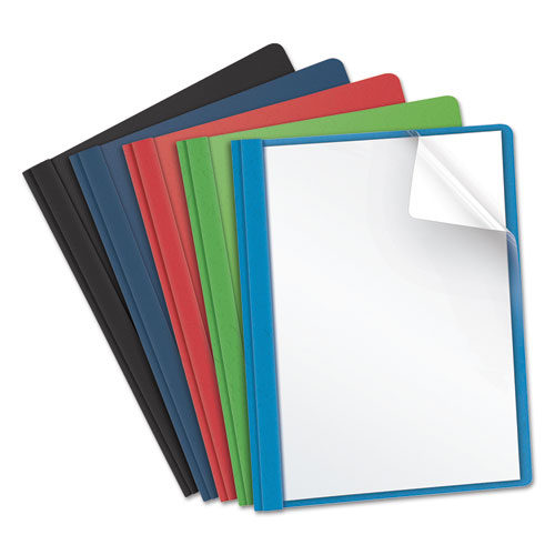 Clear Front Report Cover, 3 Fasteners, Letter, Assorted Colors, 25-box