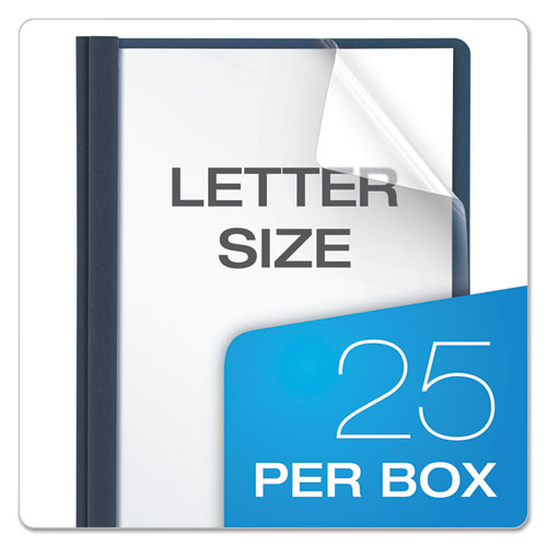 Oxford™ wholesale. Clear Front Report Cover, 3 Fasteners, Letter, 1-2" Capacity, Dark Blue, 25-box. HSD Wholesale: Janitorial Supplies, Breakroom Supplies, Office Supplies.