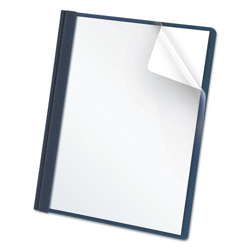 Oxford™ wholesale. Clear Front Report Cover, 3 Fasteners, Letter, 1-2" Capacity, Dark Blue, 25-box. HSD Wholesale: Janitorial Supplies, Breakroom Supplies, Office Supplies.