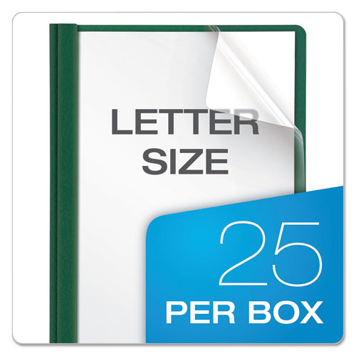 Oxford™ wholesale. Clear Front Report Cover, 3 Fasteners, Letter, 1-2" Capacity, Green, 25-box. HSD Wholesale: Janitorial Supplies, Breakroom Supplies, Office Supplies.