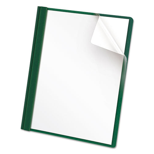 Oxford™ wholesale. Clear Front Report Cover, 3 Fasteners, Letter, 1-2" Capacity, Green, 25-box. HSD Wholesale: Janitorial Supplies, Breakroom Supplies, Office Supplies.