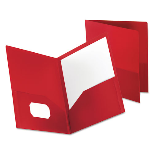Oxford™ wholesale. Poly Twin-pocket Folder, Holds 100 Sheets, Opaque Red. HSD Wholesale: Janitorial Supplies, Breakroom Supplies, Office Supplies.