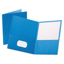 Oxford™ wholesale. Twin-pocket Folder, Embossed Leather Grain Paper, Light Blue, 25-box. HSD Wholesale: Janitorial Supplies, Breakroom Supplies, Office Supplies.