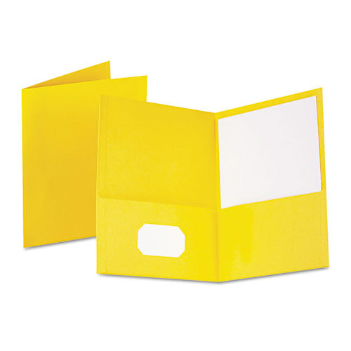 Oxford™ wholesale. Twin-pocket Folder, Embossed Leather Grain Paper, Yellow, 25-box. HSD Wholesale: Janitorial Supplies, Breakroom Supplies, Office Supplies.