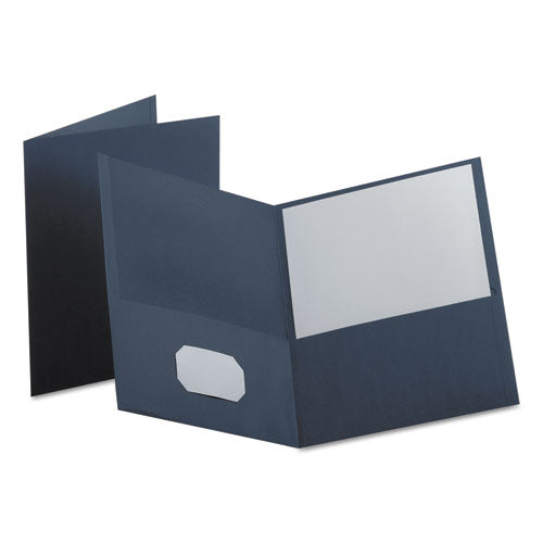 Oxford™ wholesale. Twin-pocket Folder, Embossed Leather Grain Paper, Dark Blue, 25-box. HSD Wholesale: Janitorial Supplies, Breakroom Supplies, Office Supplies.