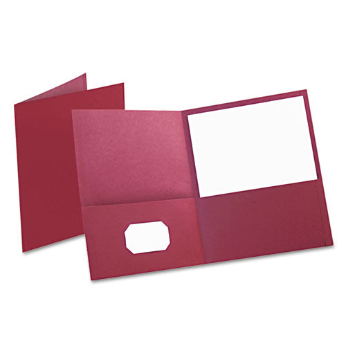 Oxford™ wholesale. Twin-pocket Folder, Embossed Leather Grain Paper, Burgundy, 25-box. HSD Wholesale: Janitorial Supplies, Breakroom Supplies, Office Supplies.
