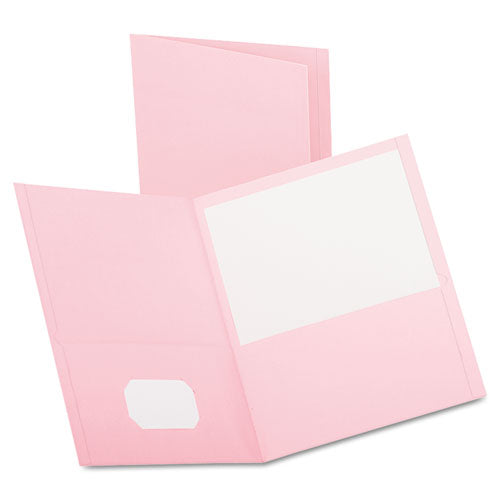 Oxford™ wholesale. Twin-pocket Folder, Embossed Leather Grain Paper, Pink, 25-box. HSD Wholesale: Janitorial Supplies, Breakroom Supplies, Office Supplies.