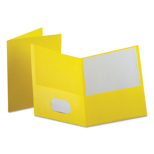 Oxford™ wholesale. Leatherette Two Pocket Portfolio, 8 1-2" X 11", Yellow, 10-pk. HSD Wholesale: Janitorial Supplies, Breakroom Supplies, Office Supplies.