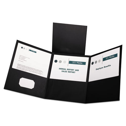 Oxford™ wholesale. Tri-fold Folder W-3 Pockets, Holds 150 Letter-size Sheets, Black. HSD Wholesale: Janitorial Supplies, Breakroom Supplies, Office Supplies.