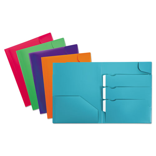 Oxford™ wholesale. Divide It Up Four-pocket Poly Folder, 11 X 8-1-2, Assorted. HSD Wholesale: Janitorial Supplies, Breakroom Supplies, Office Supplies.