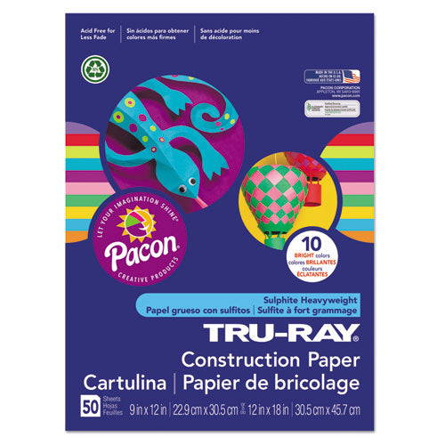 Pacon® wholesale. Tru-ray Construction Paper, 76lb, 9 X 12, Assorted Bright Colors, 50-pack. HSD Wholesale: Janitorial Supplies, Breakroom Supplies, Office Supplies.