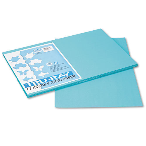 Pacon® wholesale. Tru-ray Construction Paper, 76lb, 12 X 18, Turquoise, 50-pack. HSD Wholesale: Janitorial Supplies, Breakroom Supplies, Office Supplies.