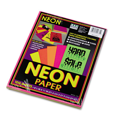 Pacon® wholesale. Array Colored Bond Paper, 24lb, 8.5 X 11, Assorted Neon Colors, 100-pack. HSD Wholesale: Janitorial Supplies, Breakroom Supplies, Office Supplies.