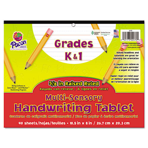 Pacon® wholesale. Multi-sensory Handwriting Tablet, 5-8" Long Rule, 8 X 10.5, 40-pad. HSD Wholesale: Janitorial Supplies, Breakroom Supplies, Office Supplies.