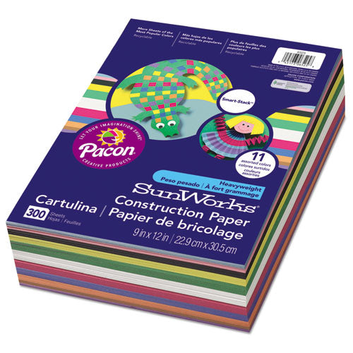 SunWorks® wholesale. Construction Paper Smart-stack, 58lb, 9 X 12, Assorted, 300-pack. HSD Wholesale: Janitorial Supplies, Breakroom Supplies, Office Supplies.