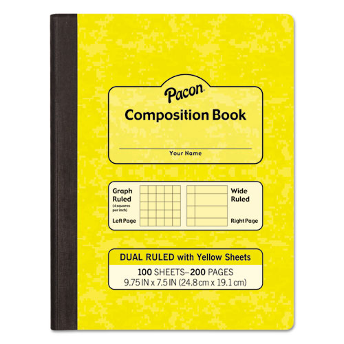 Pacon® wholesale. Composition Book, Wide-legal Rule, Yellow Cover, 9.75 X 7.5, 100 Sheets. HSD Wholesale: Janitorial Supplies, Breakroom Supplies, Office Supplies.