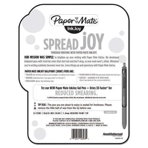 Paper Mate® wholesale. Inkjoy 300 Rt Retractable Ballpoint Pen, 1mm, Black Ink-barrel, 24-pack. HSD Wholesale: Janitorial Supplies, Breakroom Supplies, Office Supplies.