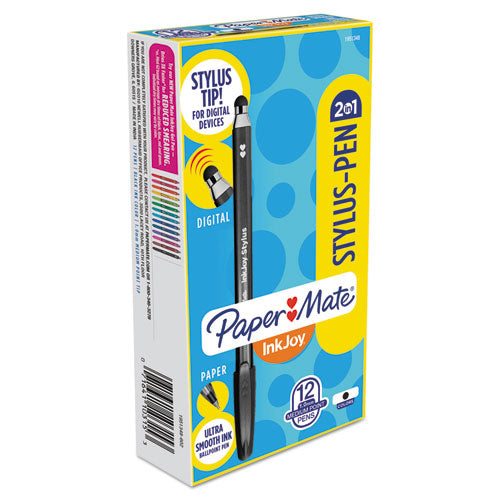 Paper Mate® wholesale. Inkjoy 100 Stick Ballpoint Pen-stylus, Medium 1mm, Black Ink-barrel, Dozen. HSD Wholesale: Janitorial Supplies, Breakroom Supplies, Office Supplies.